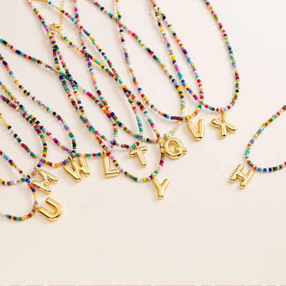 Sweet and cool style colorful rice bead necklace