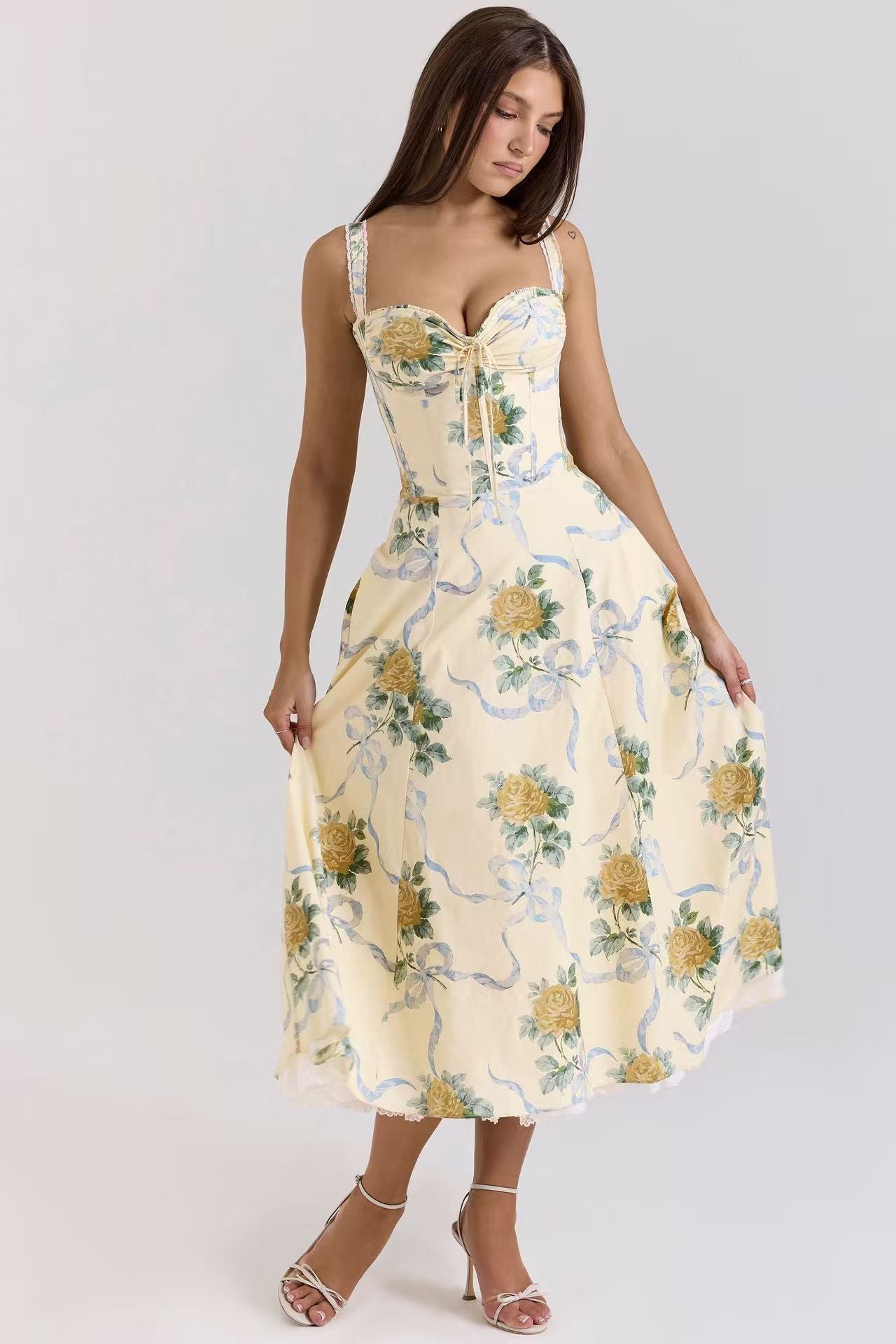 Sweet and Spicy Floral Print Flared Sleeveless Dress