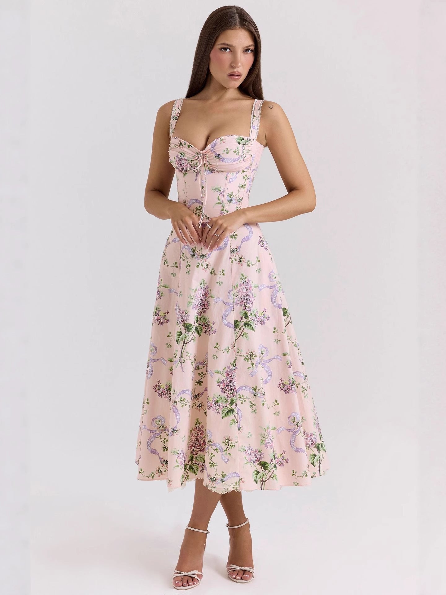 Sweet and Spicy Floral Print Flared Sleeveless Dress