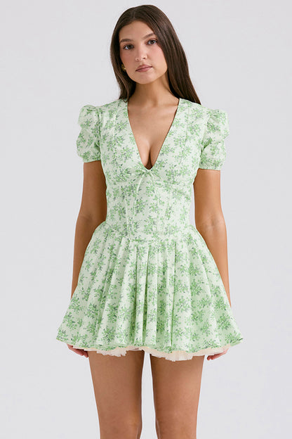 Sweet floral puff sleeve dress