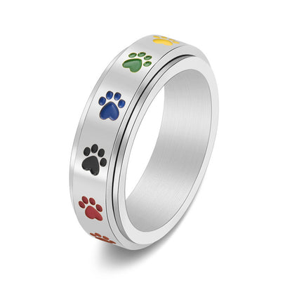 Sweet Rainbow Love Dog Print Rotatable Ring