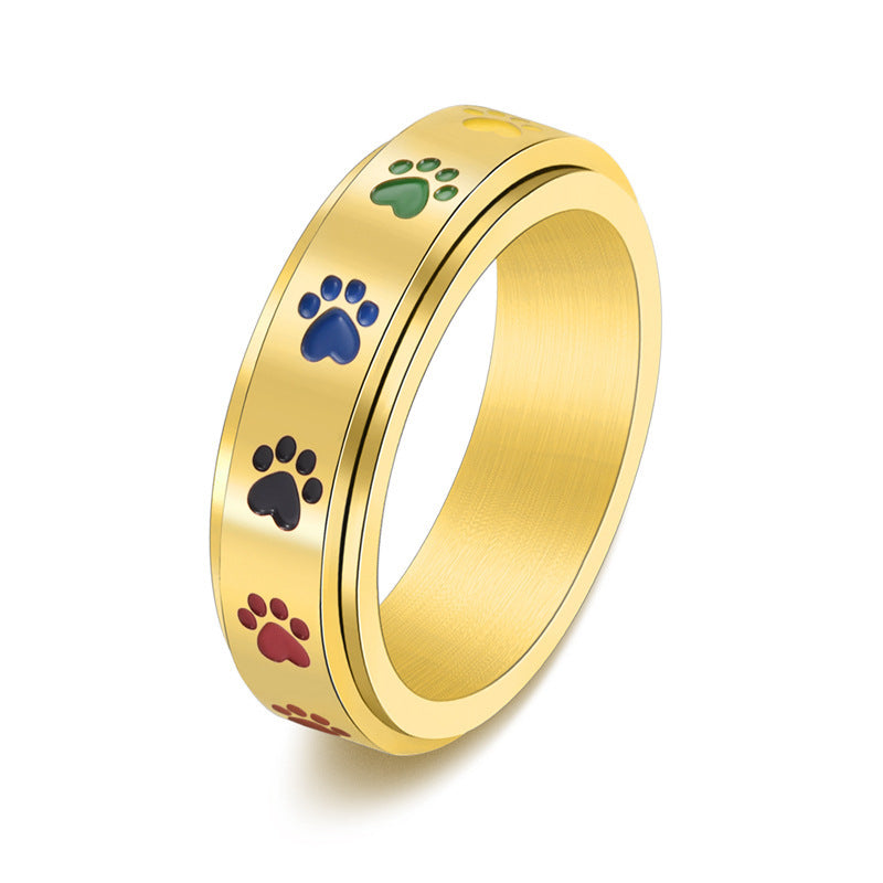 Sweet Rainbow Love Dog Print Rotatable Ring
