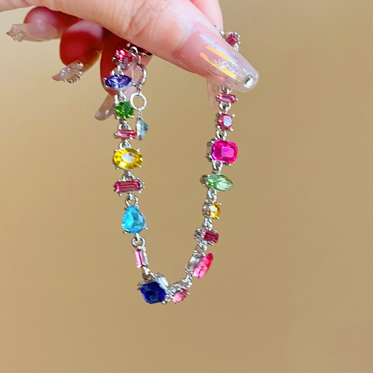 Sweetheart Candy Color Crystal Clavicle Chain Necklace