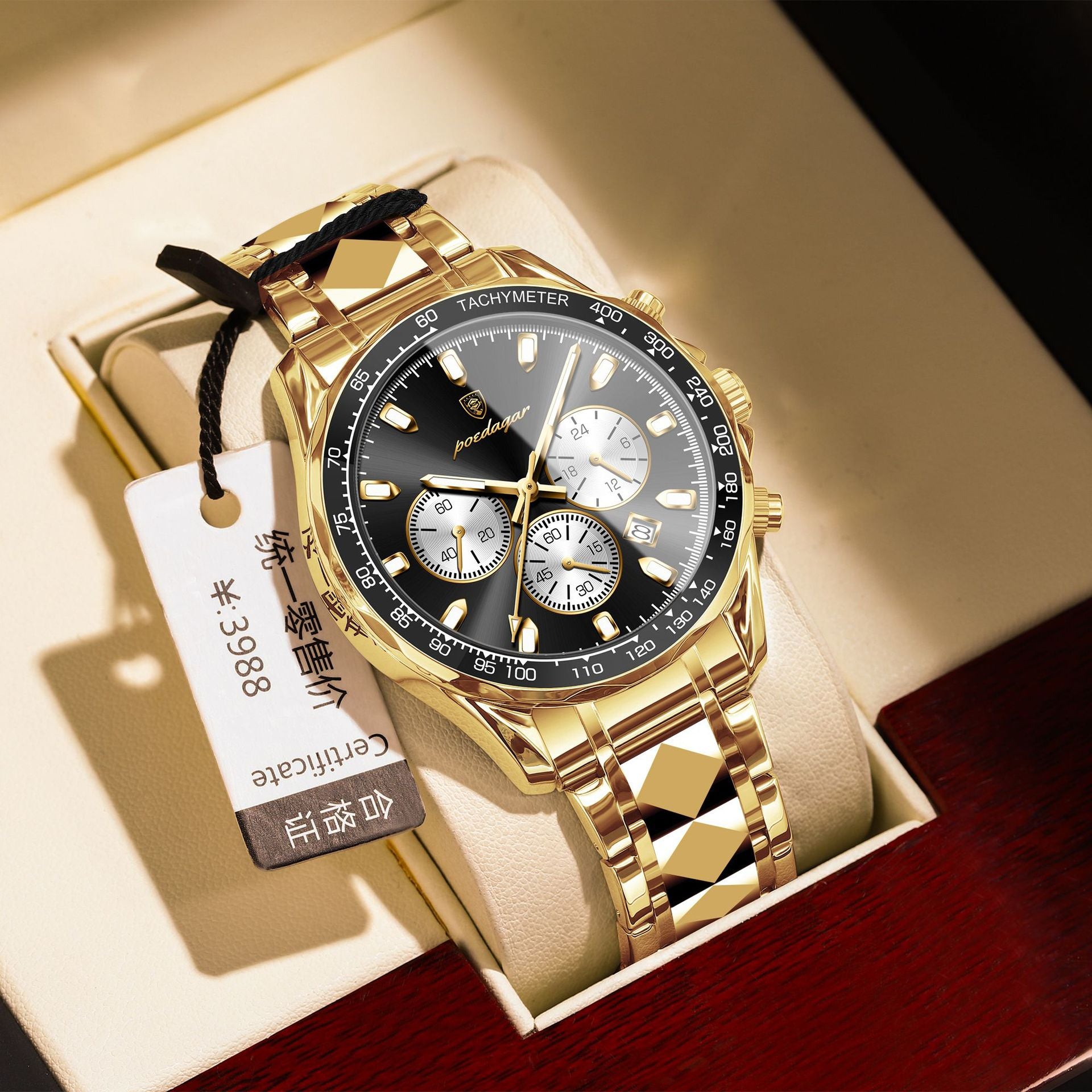 Swiss brand multifunctional men's watch steel band luminous quartz watch live foreign trade explosions a generation of hair