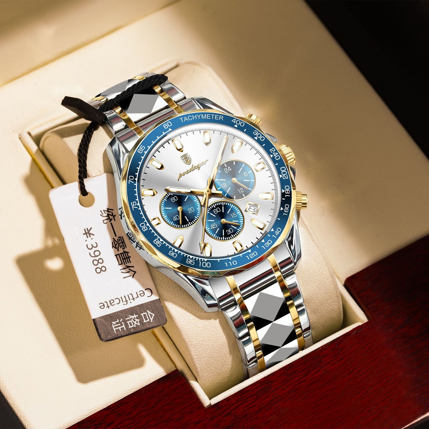 Swiss brand multifunctional men's watch steel band luminous quartz watch live foreign trade explosions a generation of hair