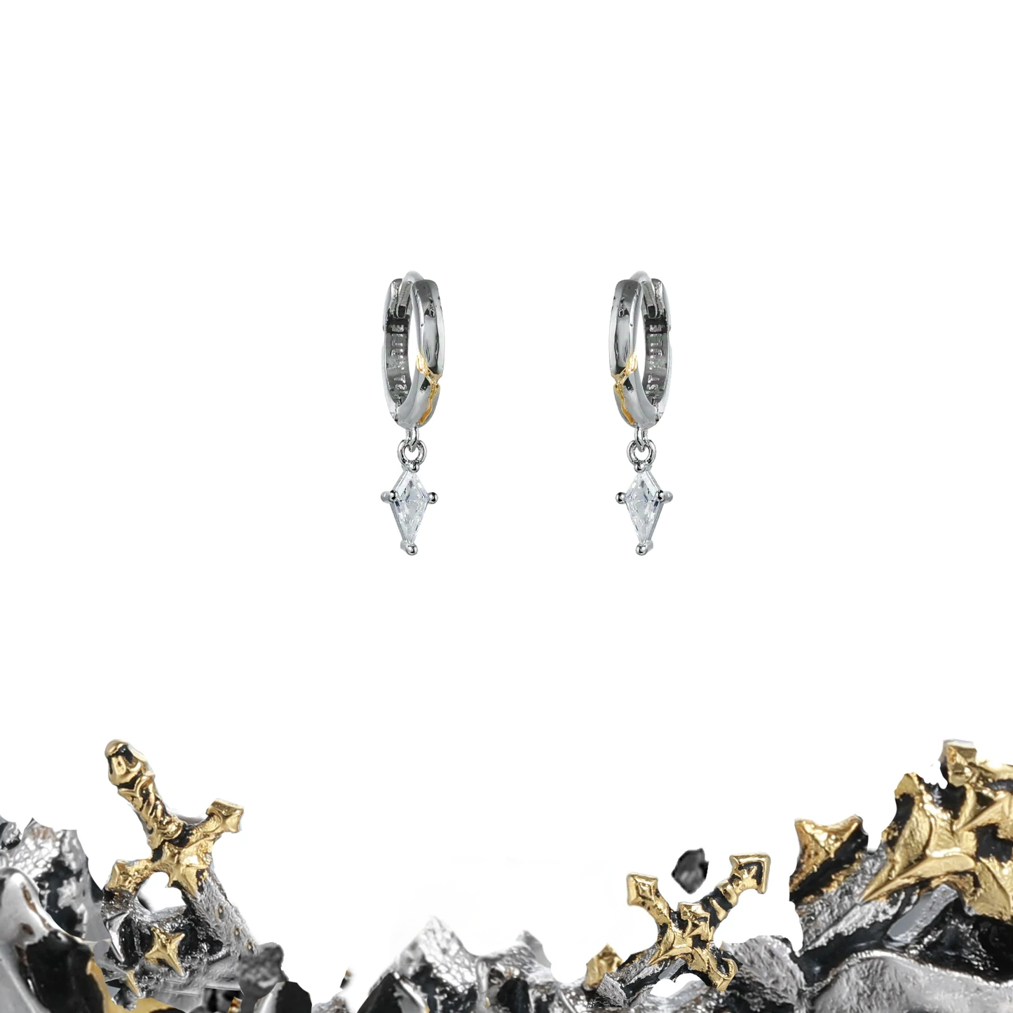 Sword-shaped stud earrings