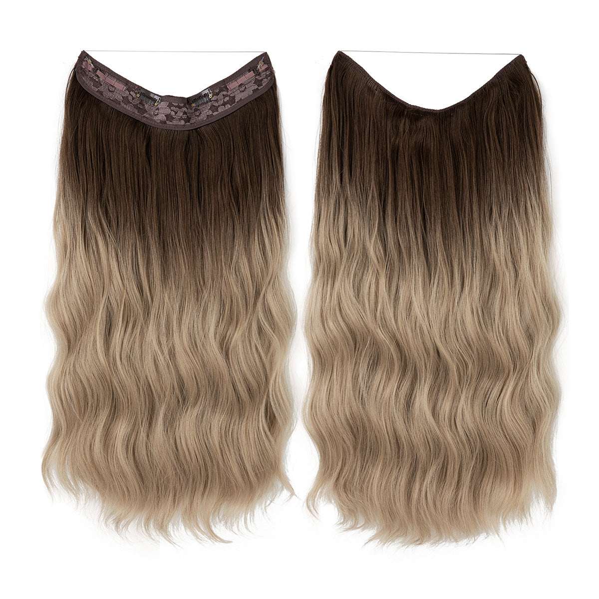 Synthetic Hair Extensions Long Wavy Clip-in