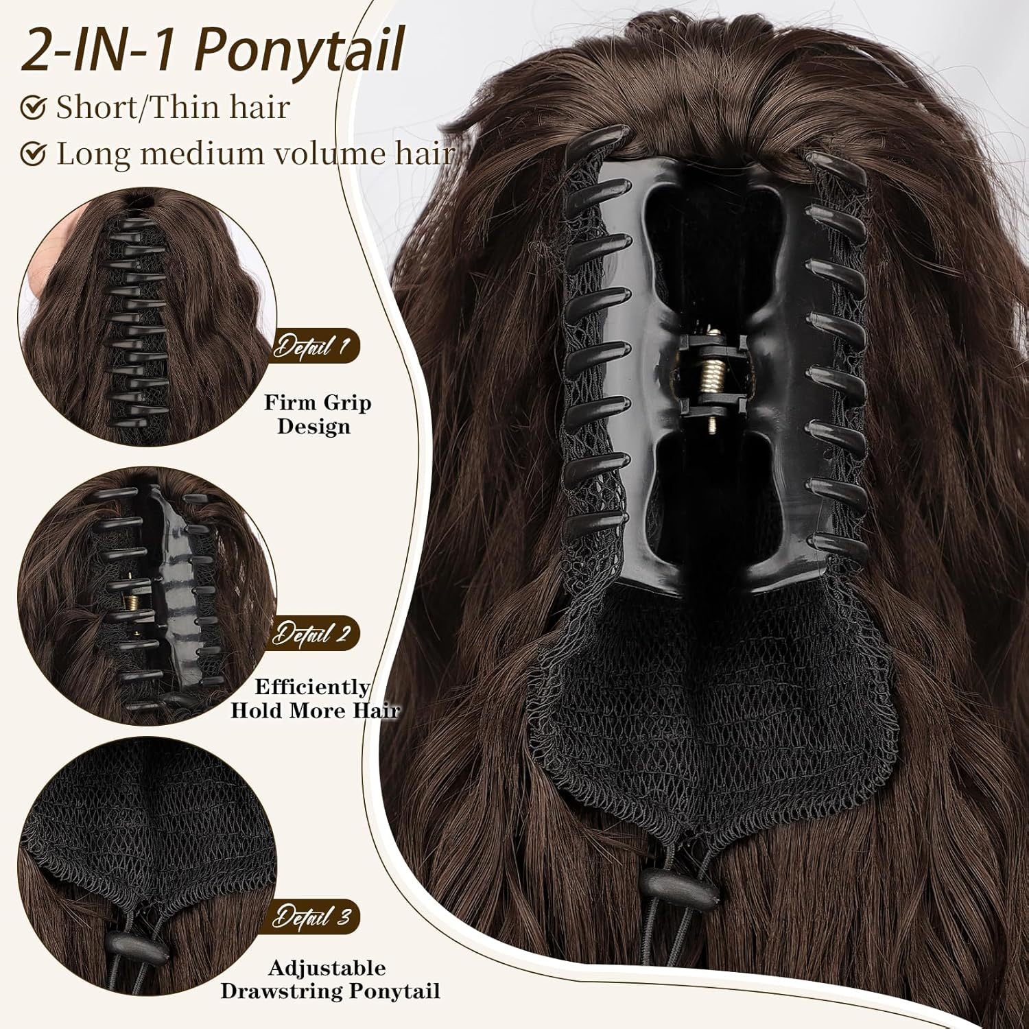 Synthetic Hair Ponytail with Clip