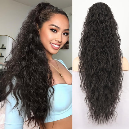 Synthetic Hair Ponytail with Water Wave Texture