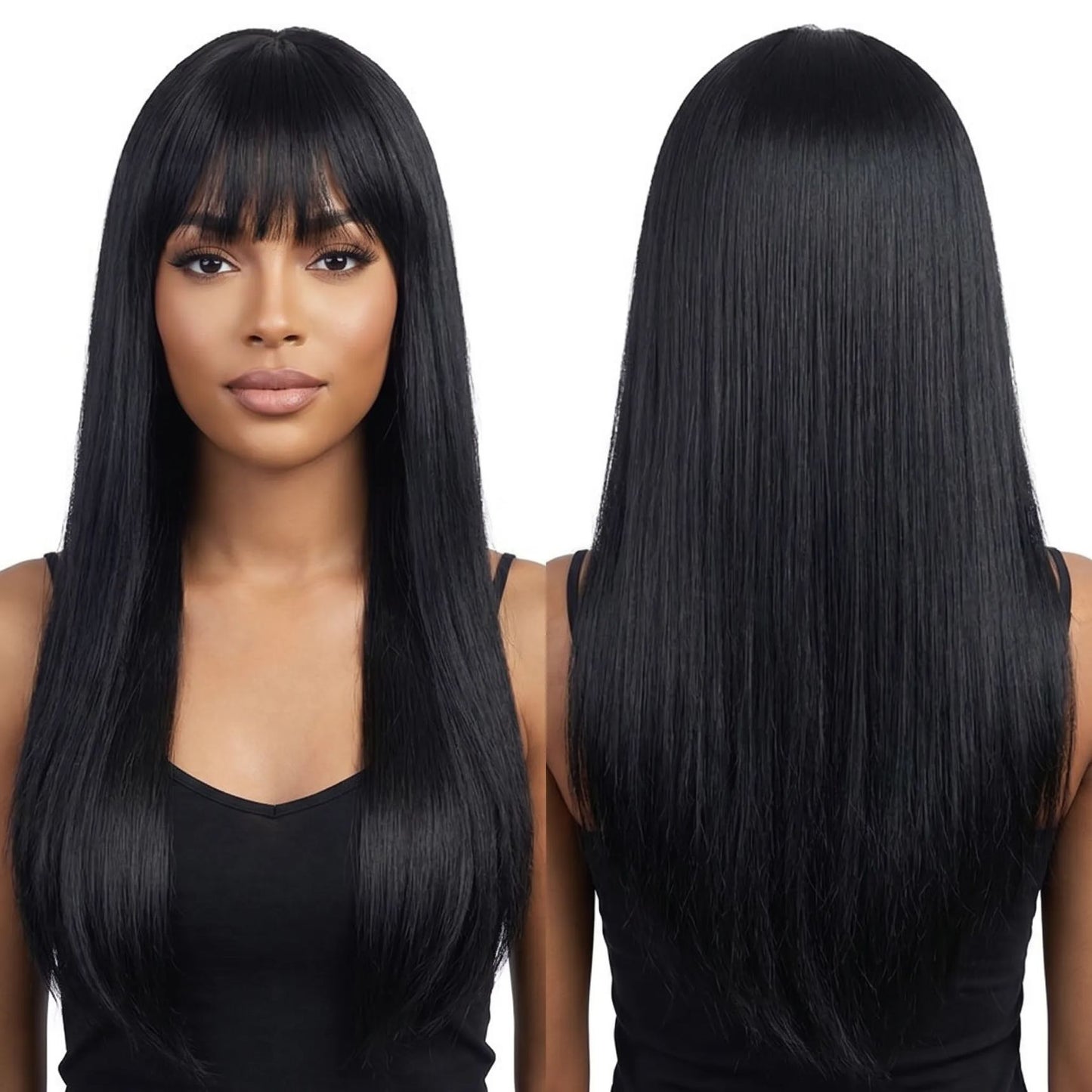 Synthetic long straight hair