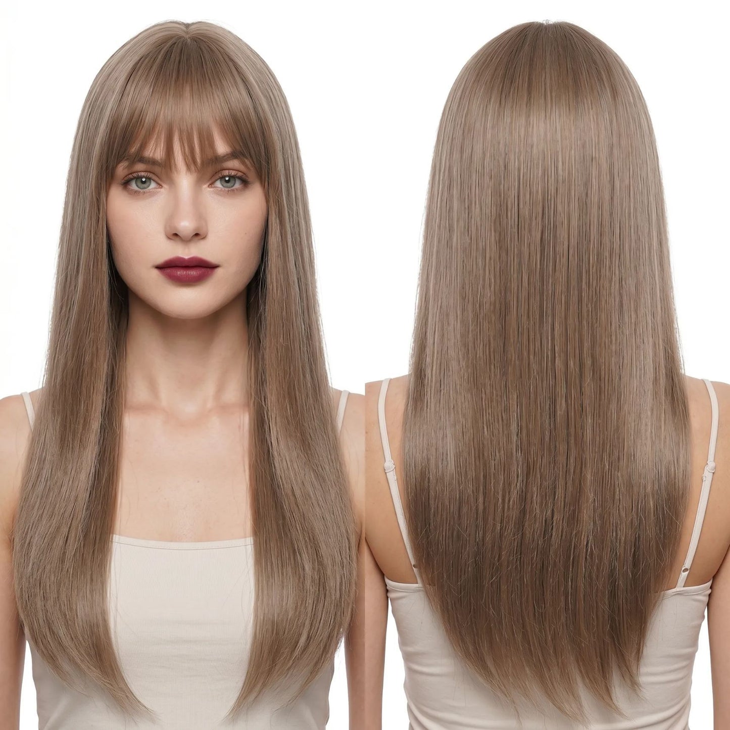 Synthetic long straight hair