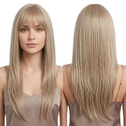 Synthetic long straight hair