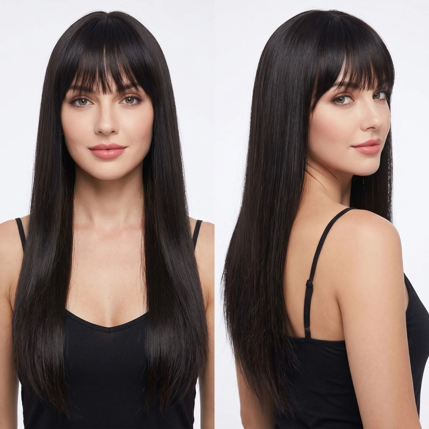 Synthetic long straight hair