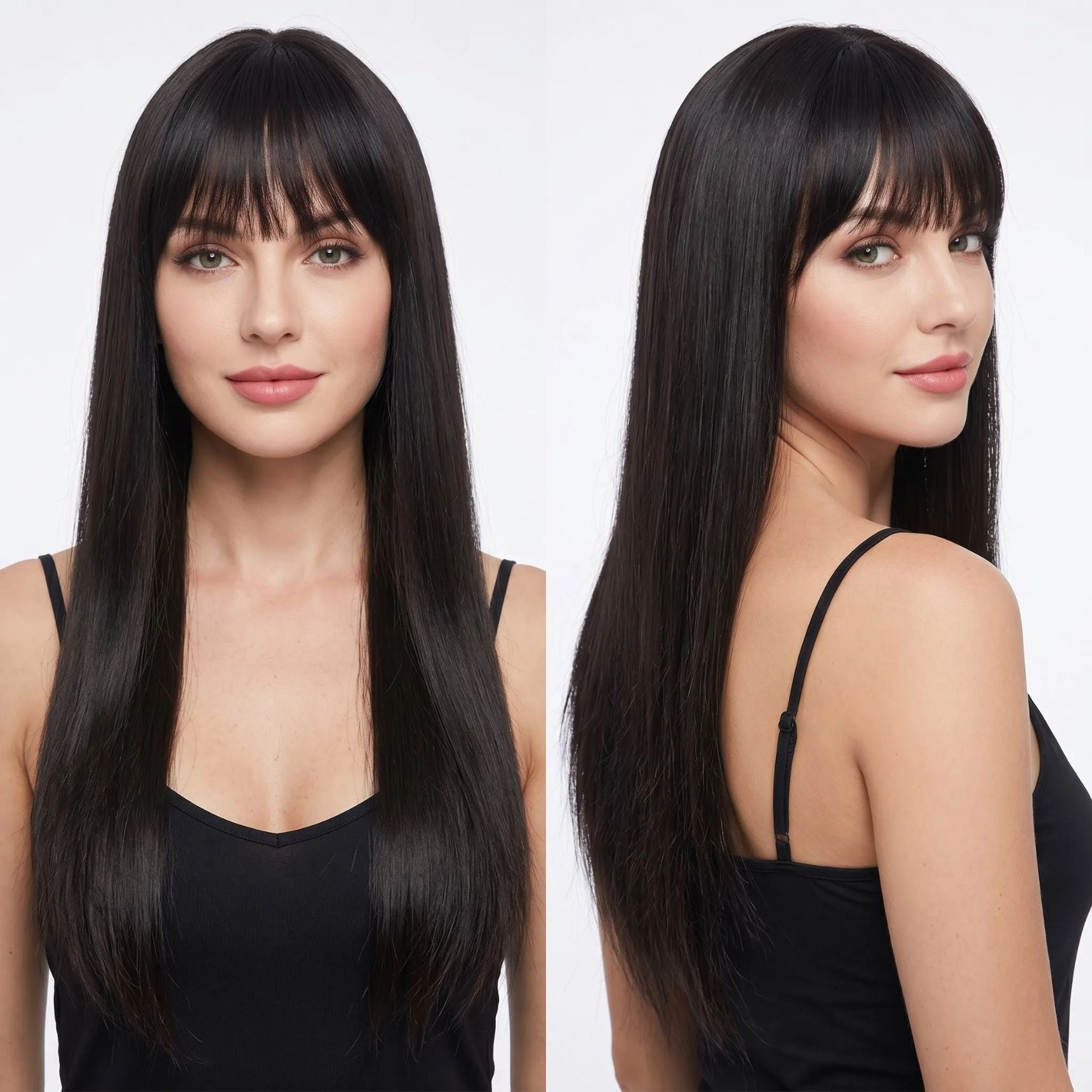 Synthetic long straight hair
