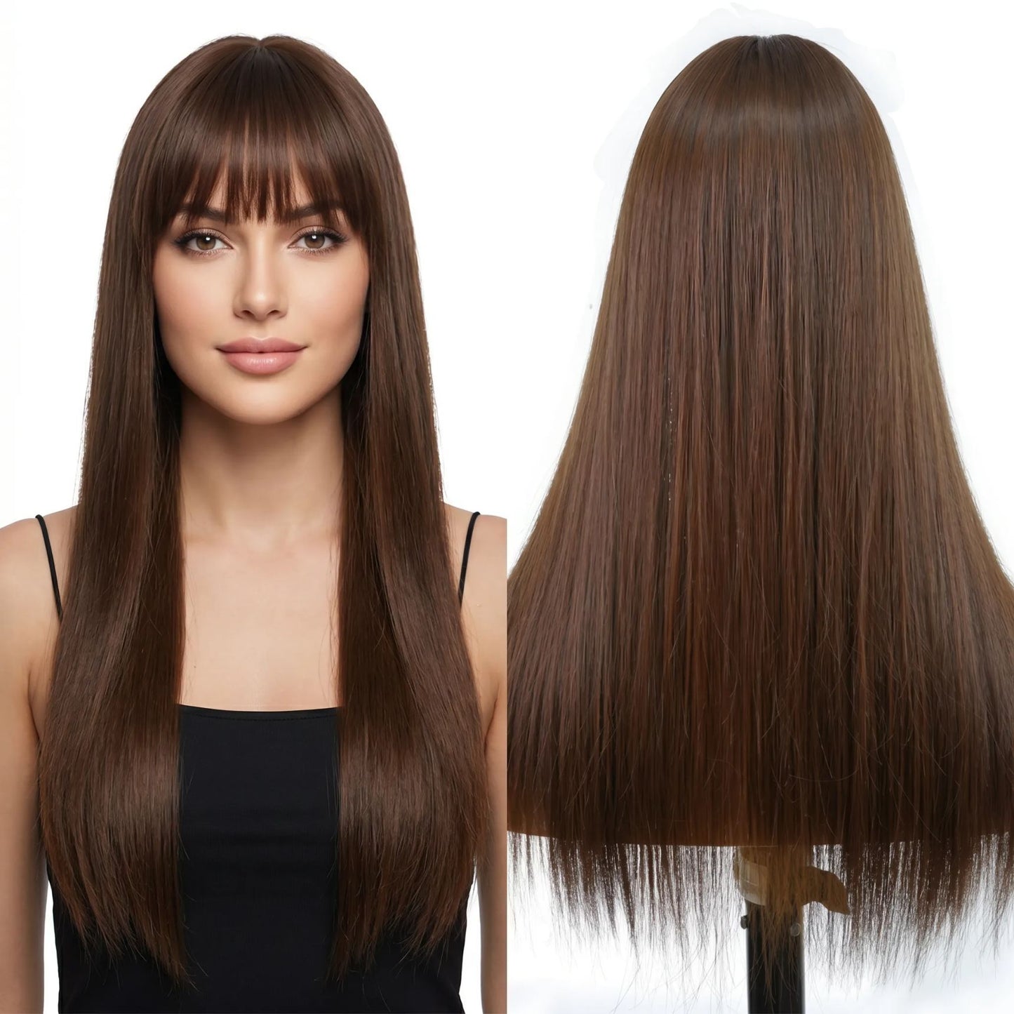 Synthetic long straight hair