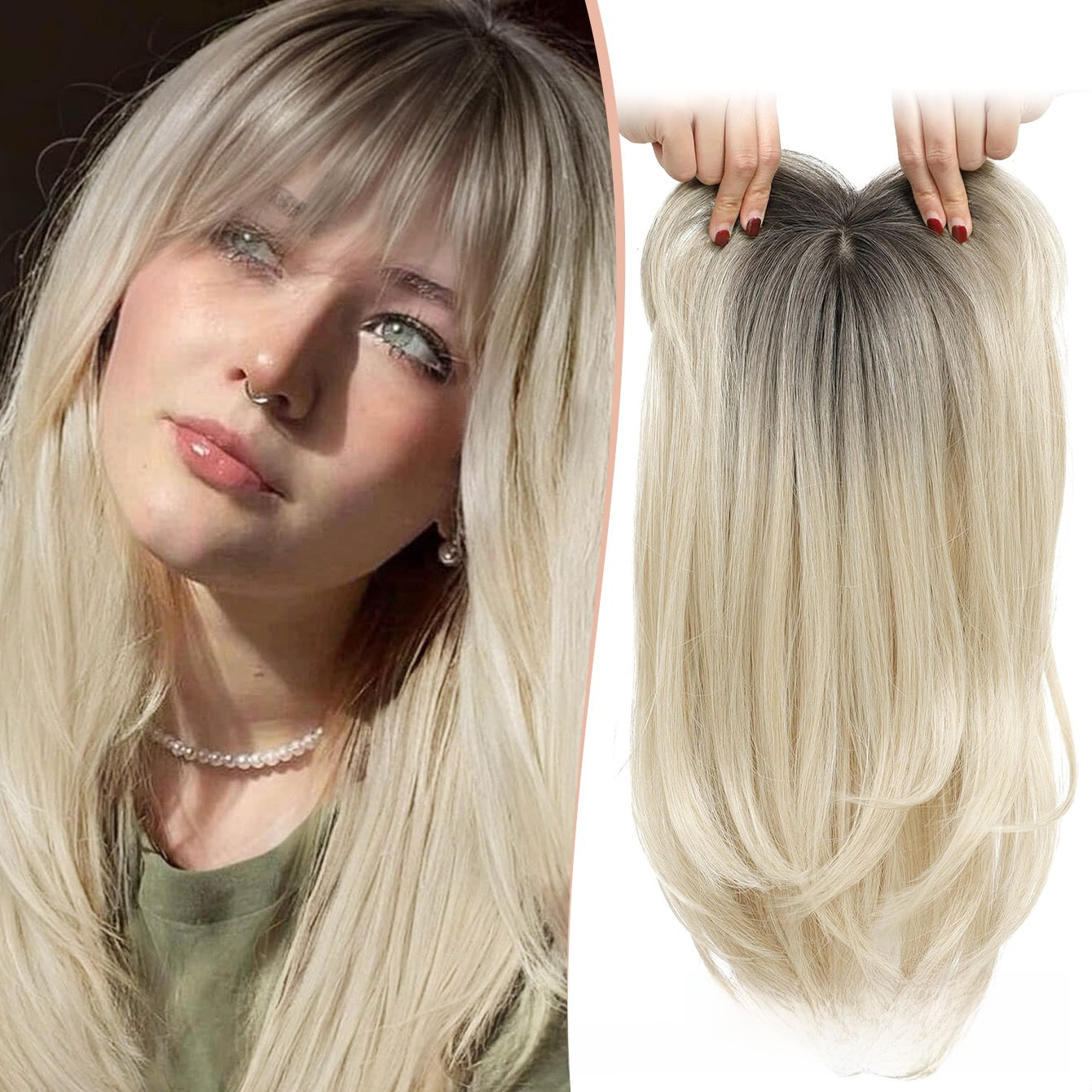 Synthetic Middle Part Hairpiece with Straight Long Hair