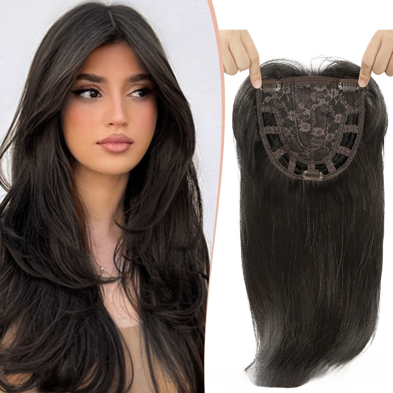 Synthetic Middle Part Hairpiece with Straight Long Hair