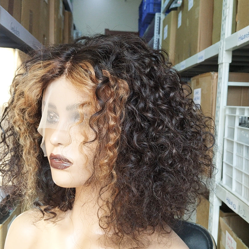 T Part Lace Bob Wig Human Hair Water Curly