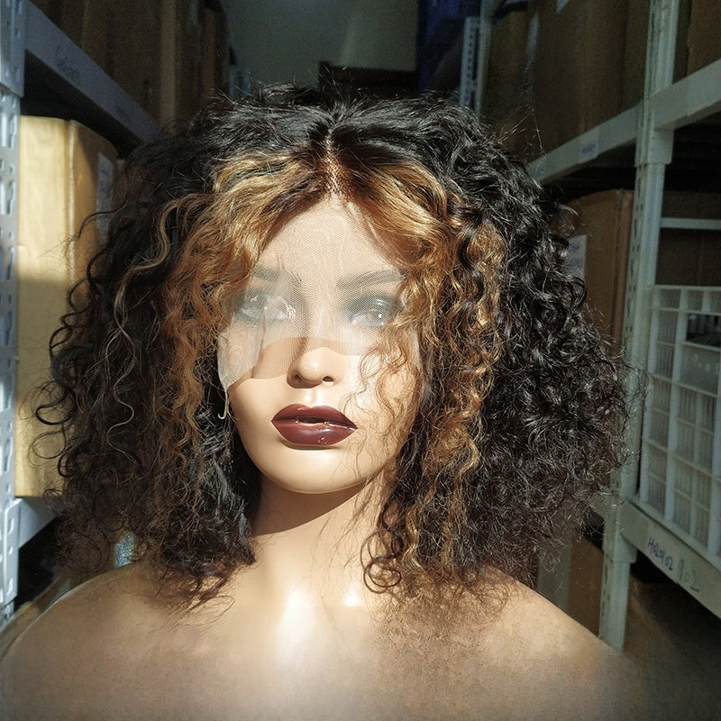 T Part Lace Bob Wig Human Hair Water Curly