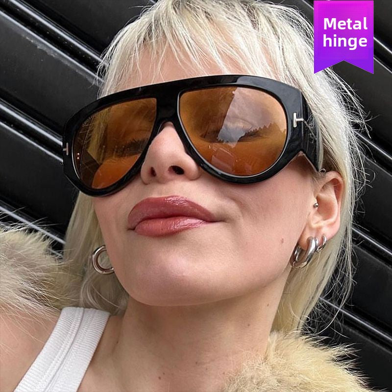 T-Shaped Large Frame Aviator Sunglasses