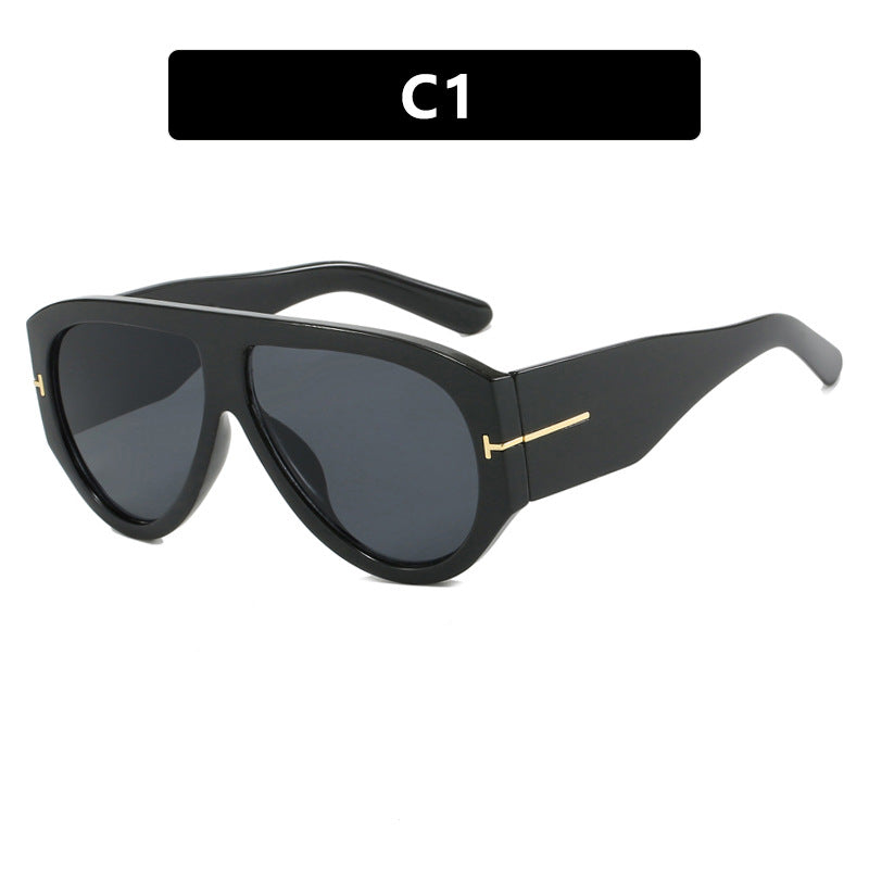 T-Shaped Large Frame Aviator Sunglasses