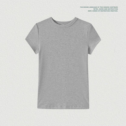 T-Shirt Round Neck Collar Right Shoulder Slim