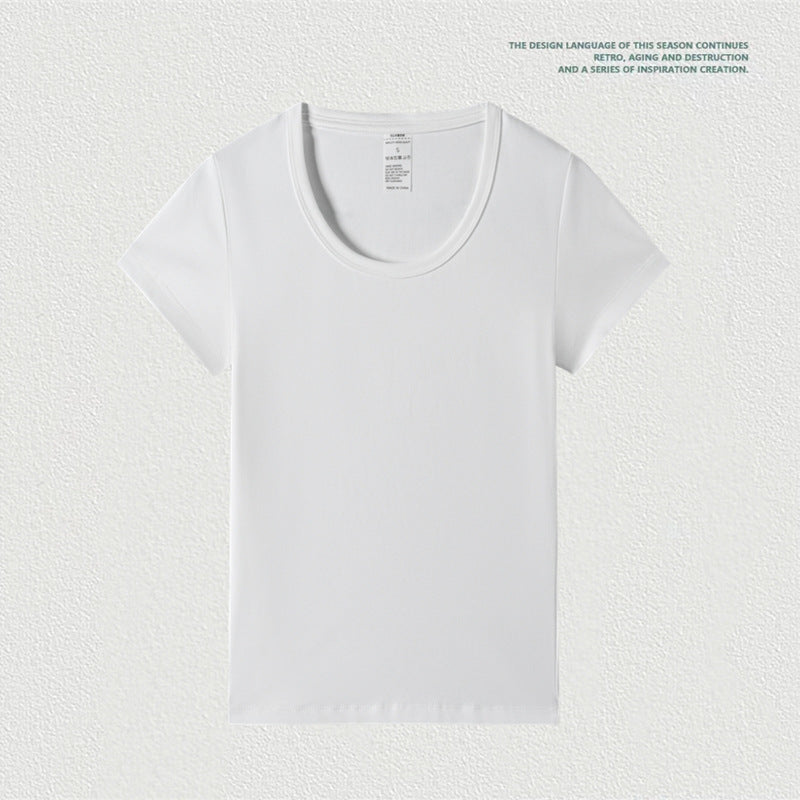 T-Shirt Round Neck Collar Right Shoulder Slim