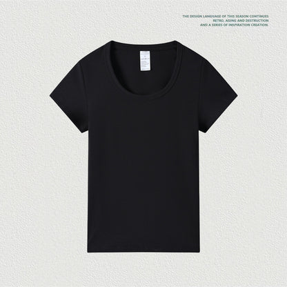 T-Shirt Round Neck Collar Right Shoulder Slim