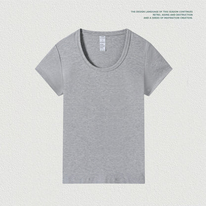 T-Shirt Round Neck Collar Right Shoulder Slim