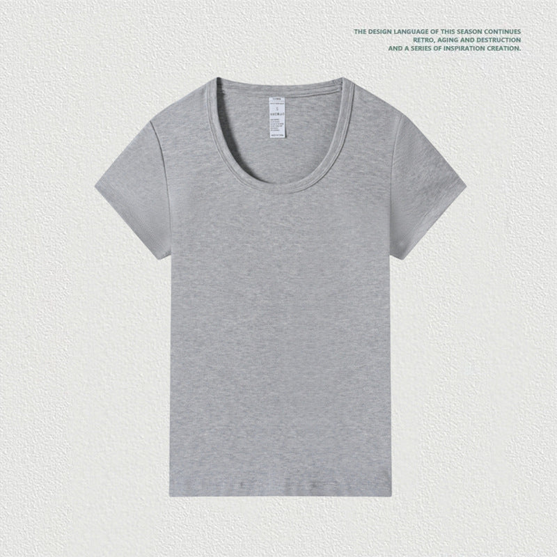 T-Shirt Round Neck Collar Right Shoulder Slim