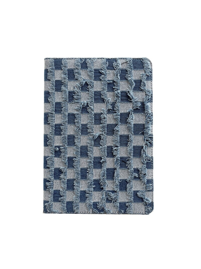 Tablet protective case with denim plaid pattern