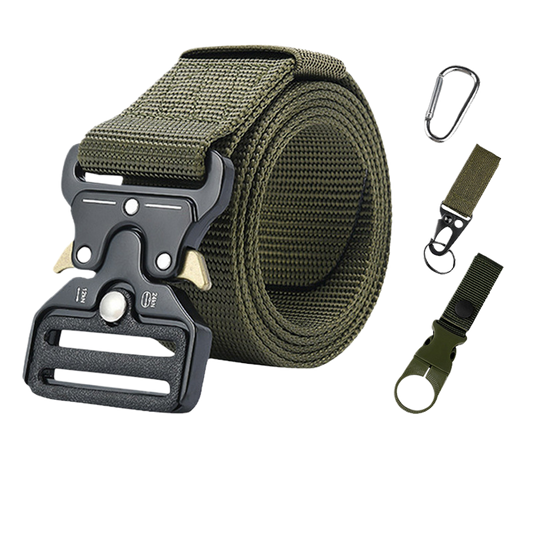 Tactical alloy snapback canvas belt