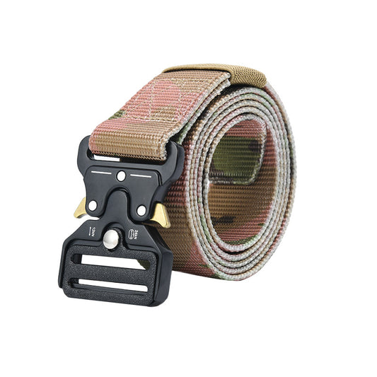 Tactical alloy snapback canvas belt