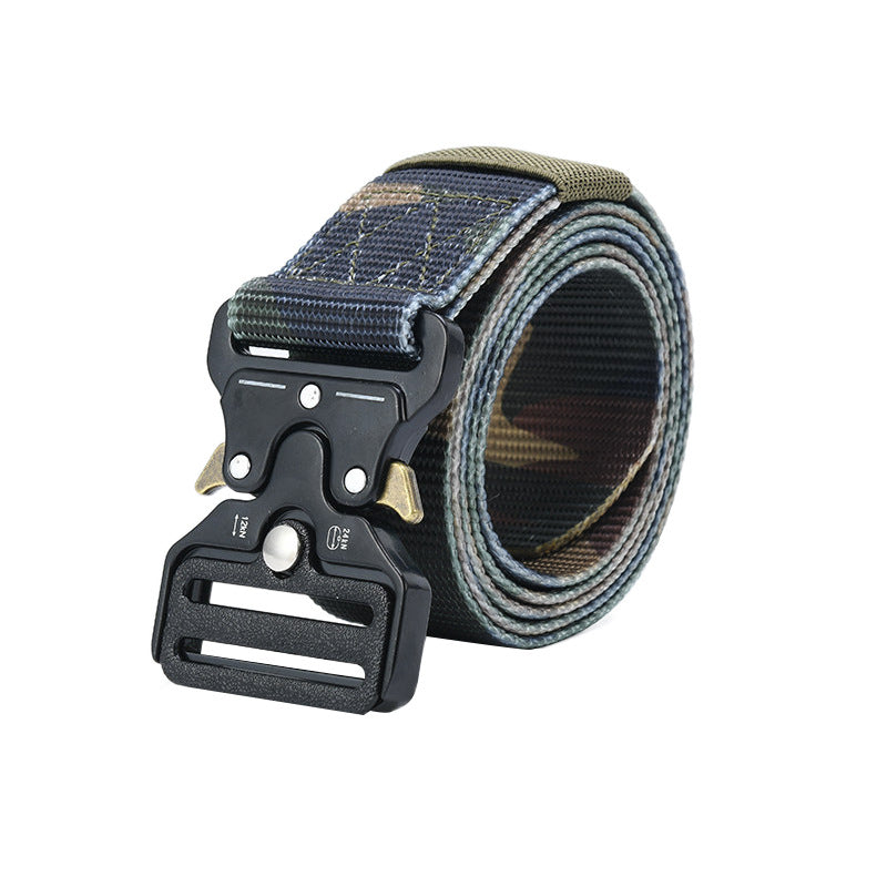 Tactical alloy snapback canvas belt