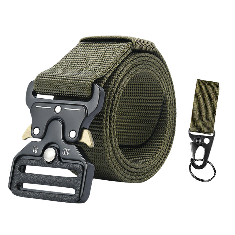Tactical alloy snapback canvas belt