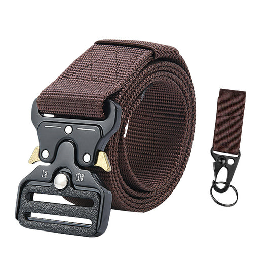 Tactical alloy snapback canvas belt