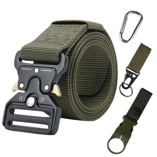 Tactical alloy snapback canvas belt