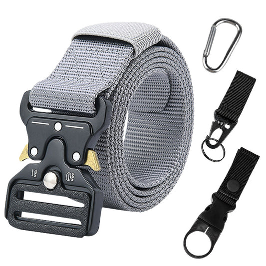 Tactical alloy snapback canvas belt