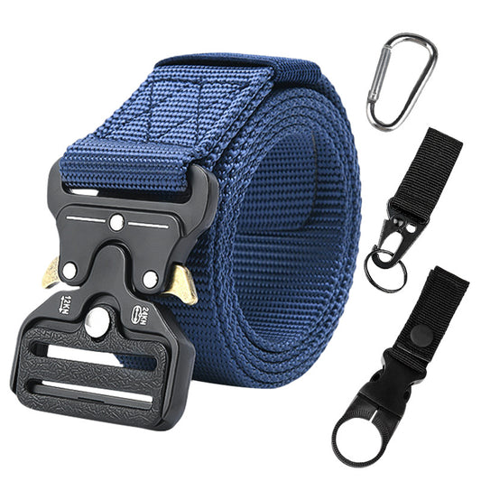 Tactical alloy snapback canvas belt