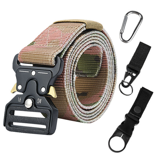 Tactical alloy snapback canvas belt