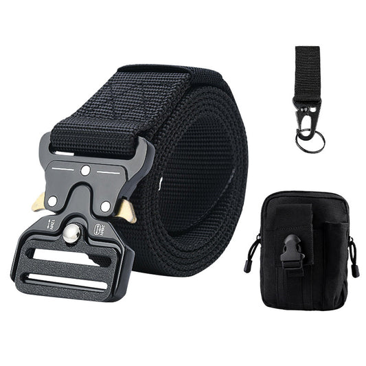 Tactical alloy snapback canvas belt