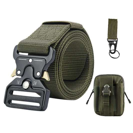 Tactical alloy snapback canvas belt