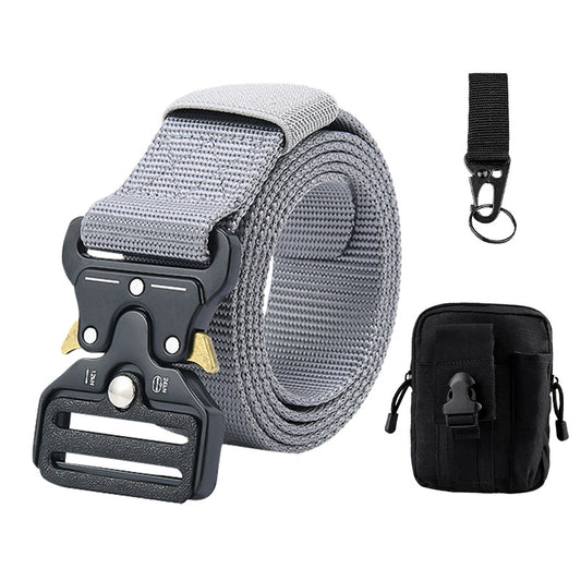 Tactical alloy snapback canvas belt