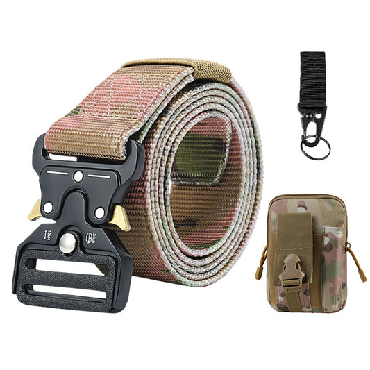 Tactical alloy snapback canvas belt