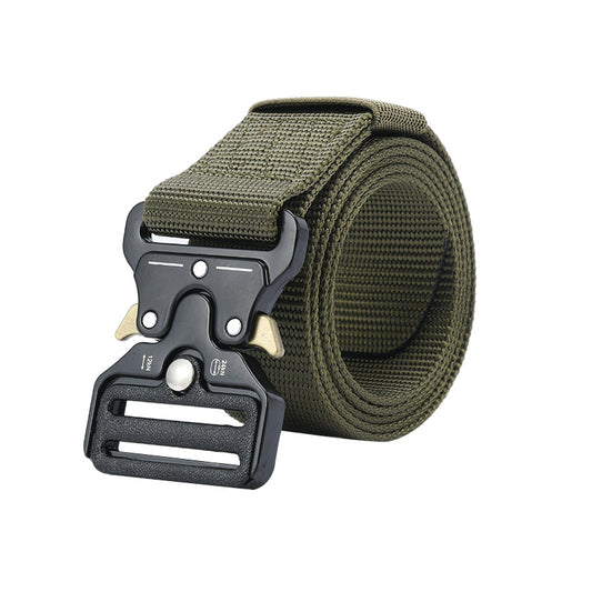 Tactical alloy snapback canvas belt