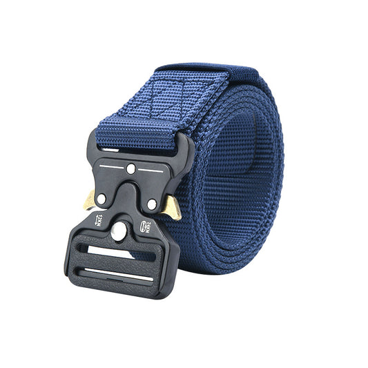 Tactical alloy snapback canvas belt