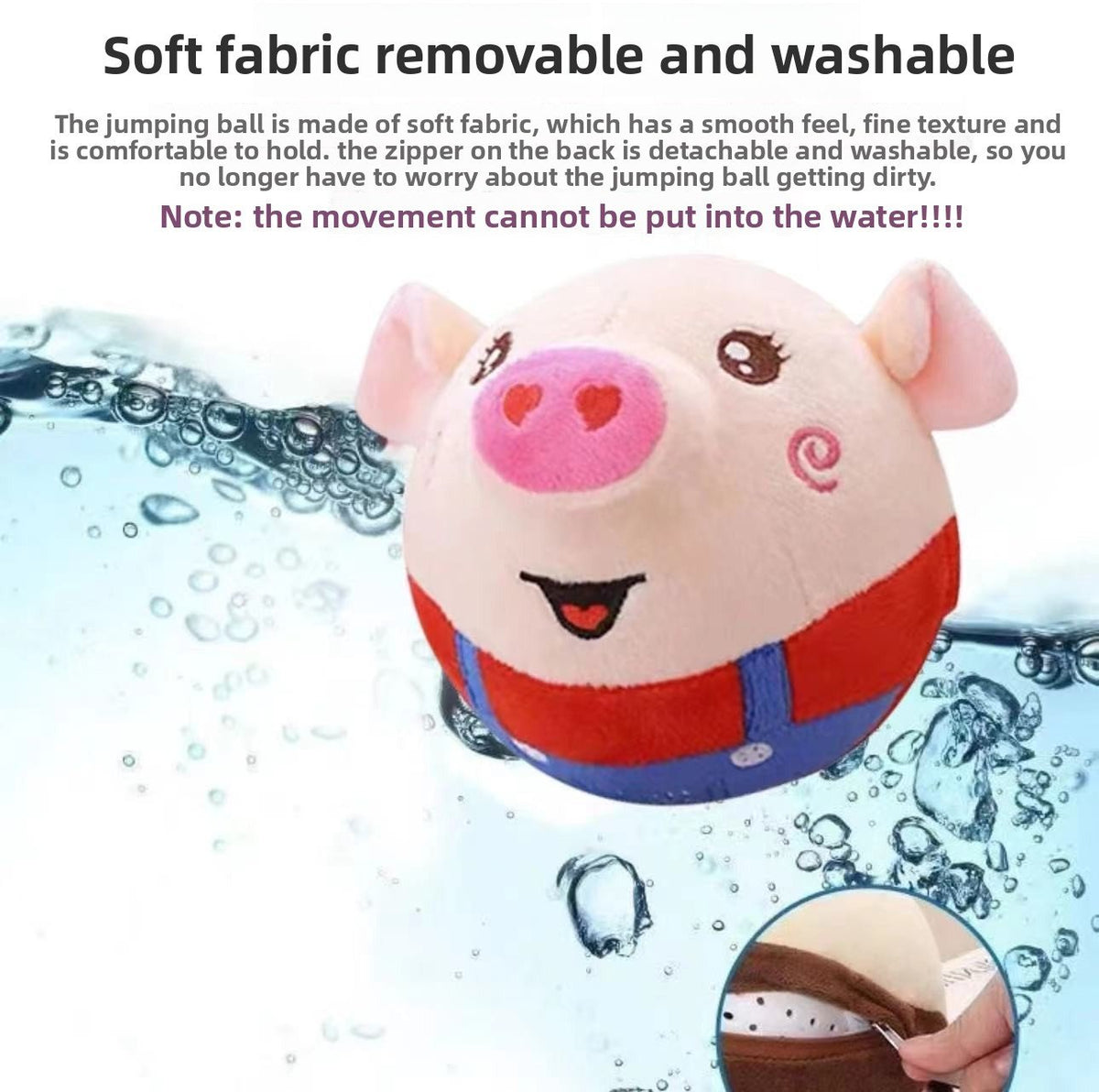 Talking Bouncing Pig Toy – Musical Plush Ball with Detachable and Washable Cover