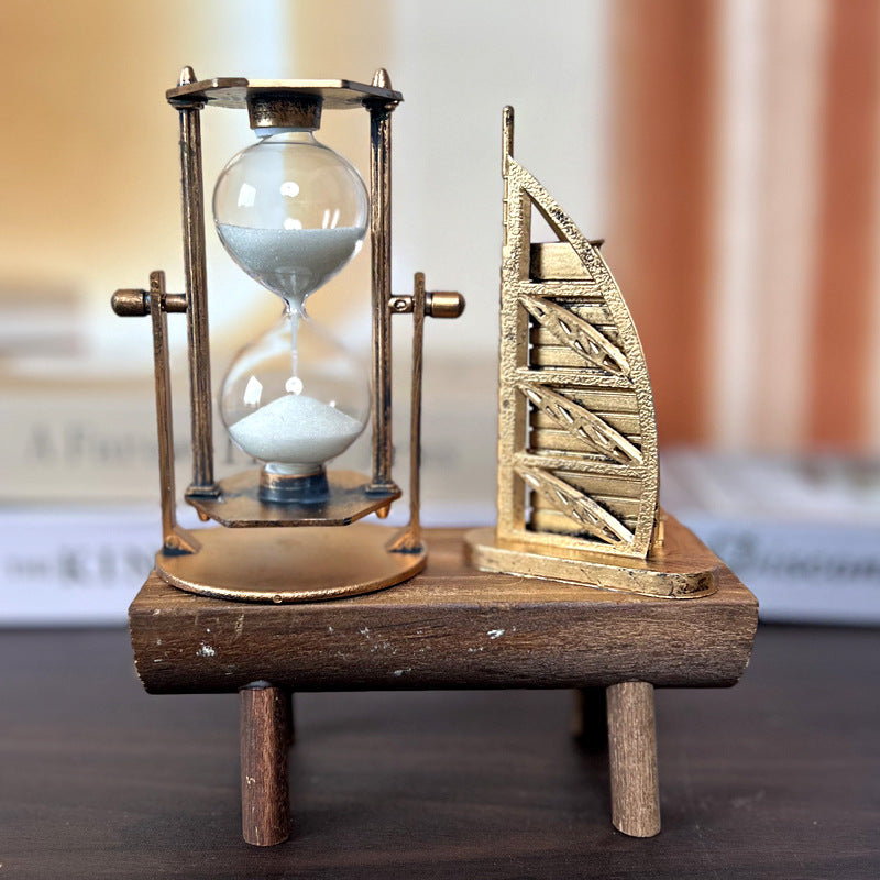 Tall rotating sand hourglass ornament