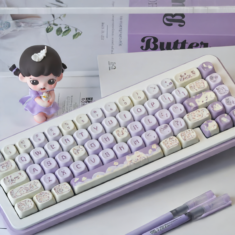 Taro Cat Keycaps