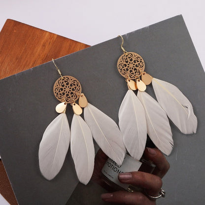 Tassel feather earrings